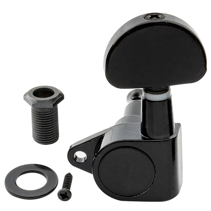 Musiclily Basic R15A Singolo Rapporto 15:1 Testata Macchina Intera Sigillata per Accordatura Lato Treble con Pulsante a Mezzaluna e Vite ad Angolo Retto per Chitarra Acustica Elettrica