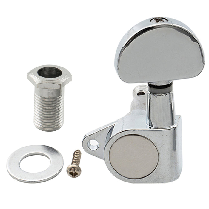 Musiclily Basic R15A Singolo Rapporto 15:1 Testata Macchina Intera Sigillata per Accordatura Lato Treble con Pulsante a Mezzaluna e Vite ad Angolo Retto per Chitarra Acustica Elettrica