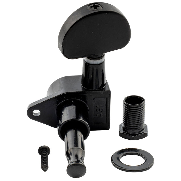 Musiclily Basic R15A Singolo Rapporto 15:1 Testata Macchina Intera Sigillata per Accordatura Lato Basso con Pulsante a Mezzaluna e Vite ad Angolo Retto per Chitarra Acustica Elettrica