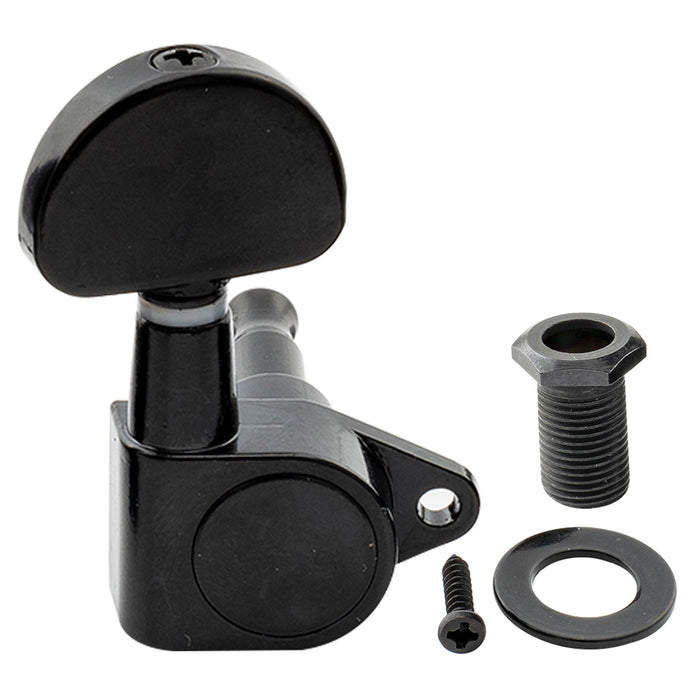 Musiclily Basic R15A Singolo Rapporto 15:1 Testata Macchina Intera Sigillata per Accordatura Lato Basso con Pulsante a Mezzaluna e Vite ad Angolo Retto per Chitarra Acustica Elettrica