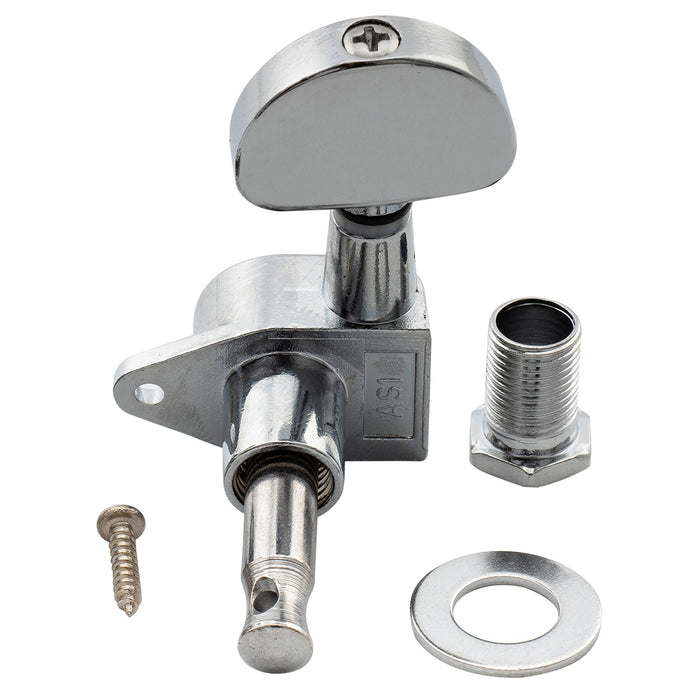 Musiclily Basic R15A Singolo Rapporto 15:1 Testata Macchina Intera Sigillata per Accordatura Lato Basso con Pulsante a Mezzaluna e Vite ad Angolo Retto per Chitarra Acustica Elettrica