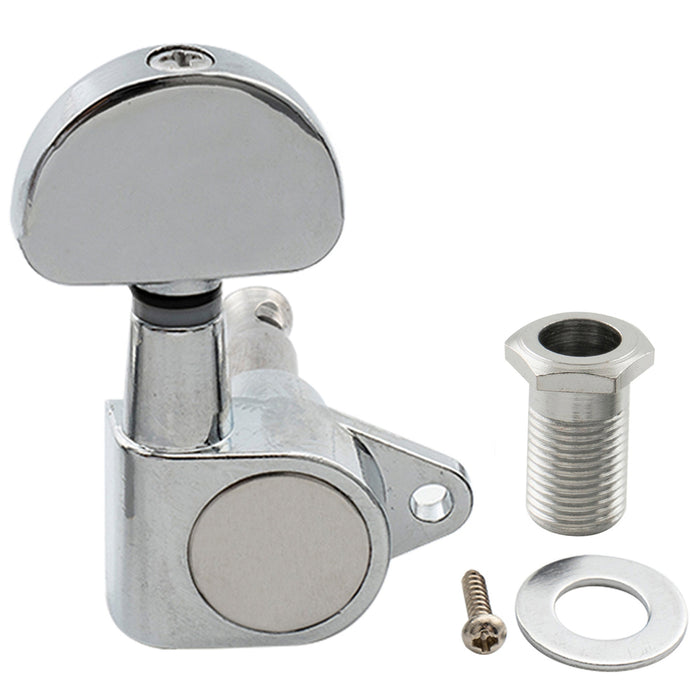 Musiclily Basic R15A Singolo Rapporto 15:1 Testata Macchina Intera Sigillata per Accordatura Lato Basso con Pulsante a Mezzaluna e Vite ad Angolo Retto per Chitarra Acustica Elettrica