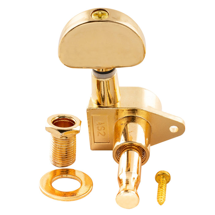 Musiclily Basic R15A Singolo Rapporto 15:1 Testata Macchina Intera Sigillata per Accordatura Lato Treble con Pulsante a Mezzaluna e Vite ad Angolo Retto per Chitarra Acustica Elettrica