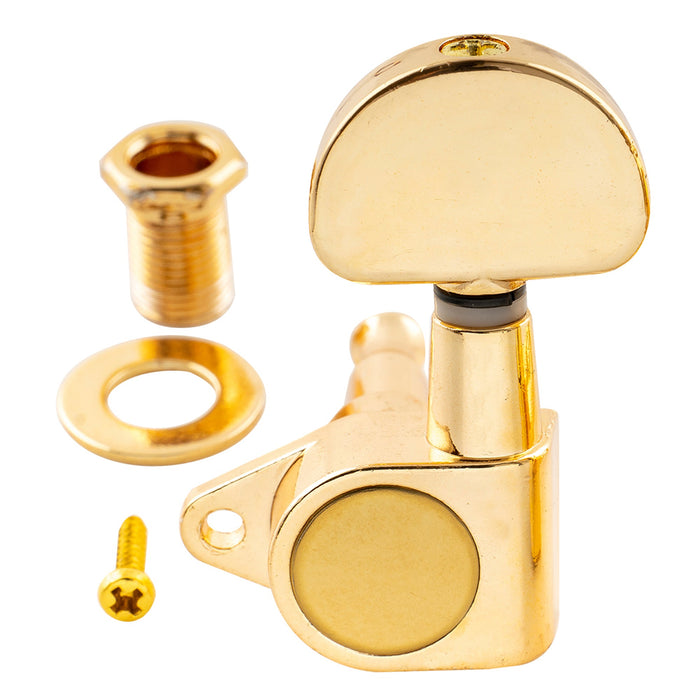 Musiclily Basic R15A Singolo Rapporto 15:1 Testata Macchina Intera Sigillata per Accordatura Lato Treble con Pulsante a Mezzaluna e Vite ad Angolo Retto per Chitarra Acustica Elettrica