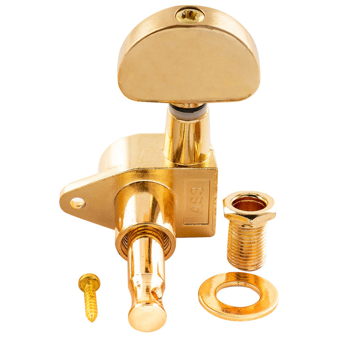 Musiclily Basic R15A Singolo Rapporto 15:1 Testata Macchina Intera Sigillata per Accordatura Lato Basso con Pulsante a Mezzaluna e Vite ad Angolo Retto per Chitarra Acustica Elettrica