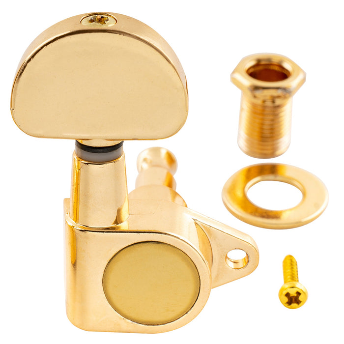 Musiclily Basic R15A Singolo Rapporto 15:1 Testata Macchina Intera Sigillata per Accordatura Lato Basso con Pulsante a Mezzaluna e Vite ad Angolo Retto per Chitarra Acustica Elettrica