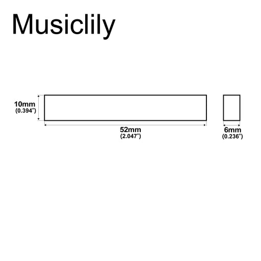 Dimensions of musiclily basic bone guitar nut blank for martin acoustic and classical guitar 52x6x10mm mx0731 2