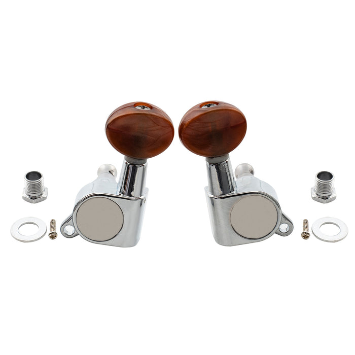 Musiclily Basic 2R2L - Juego de afinadores para ukelele sellados, clavijas, llaves y clavijeros