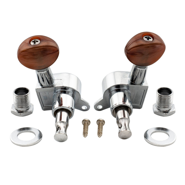 Musiclily Basic 2R2L - Juego de afinadores para ukelele sellados, clavijas, llaves y clavijeros