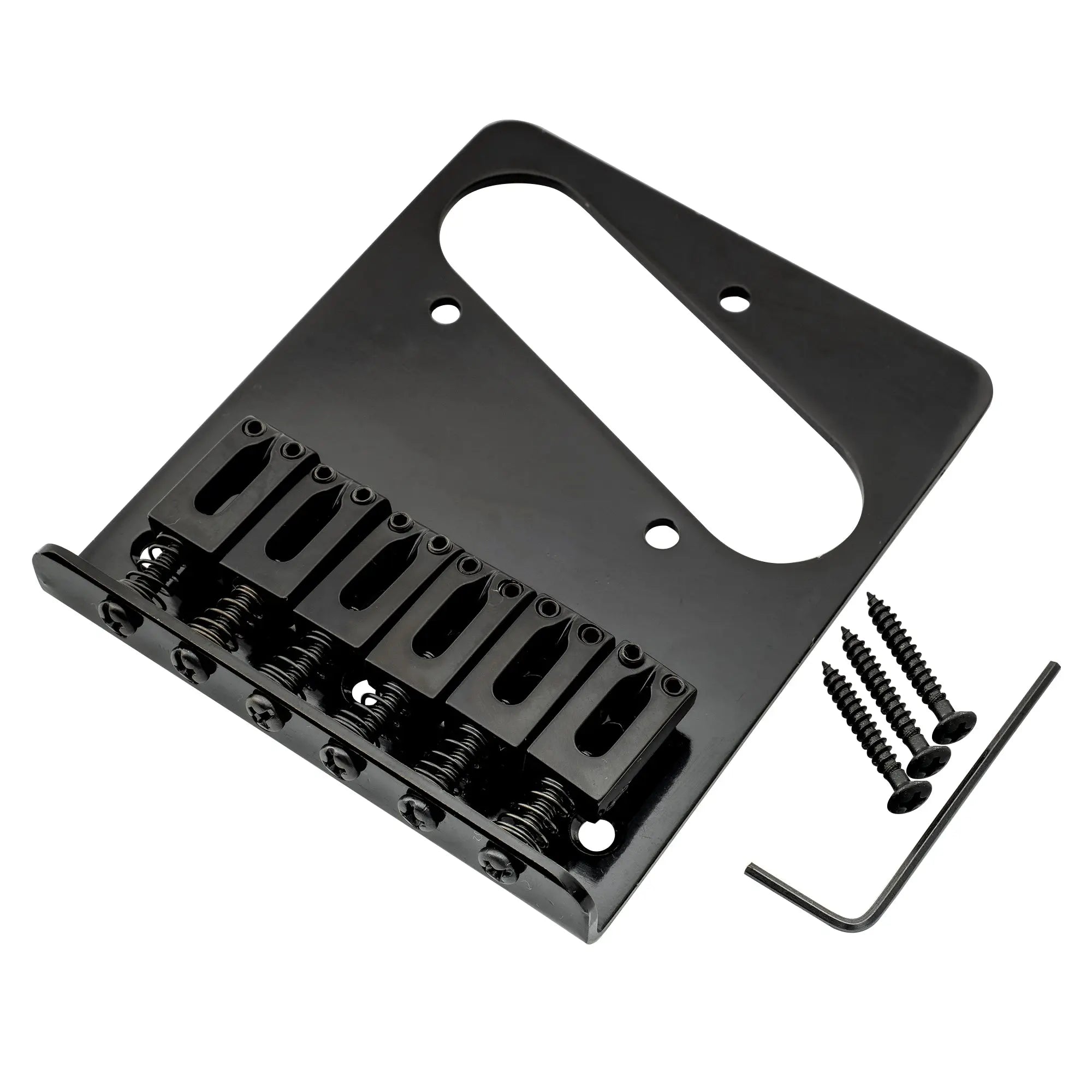 detail of musiclily basic 54mm2 1 8 inch guitar bridge assembly with 6 saddles for tele style electric guitar mx0823p