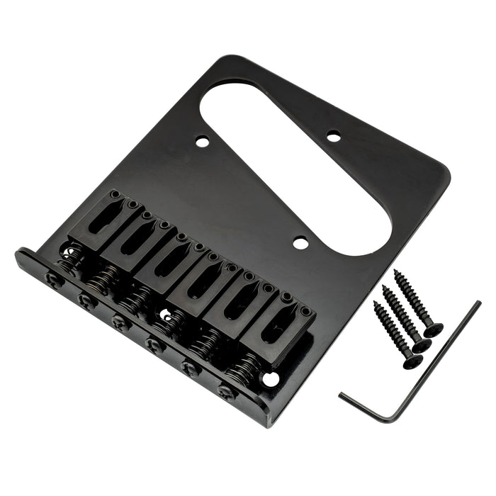 detail of musiclily basic 54mm2 1 8 inch guitar bridge assembly with 6 saddles for tele style electric guitar mx0823p