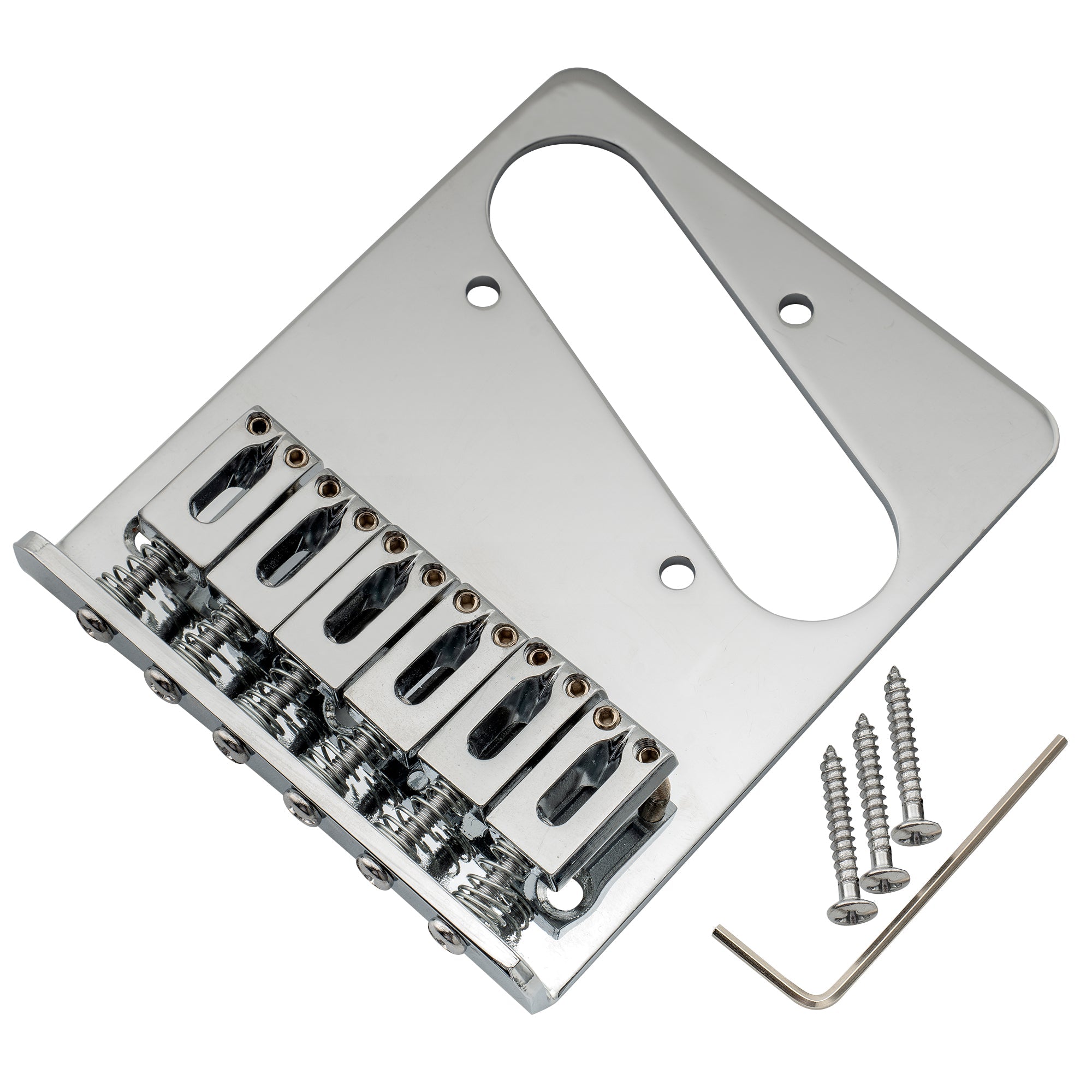 Musiclily Basic 54mm(2-1/8 inch) Guitar Bridge Assembly with 6 Saddles for Tele Style Electric Guitar