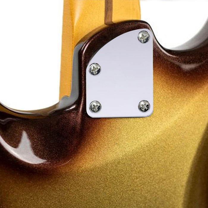 Musiclily Basic Steel 4 Holes Curved Guitar Neck Plate