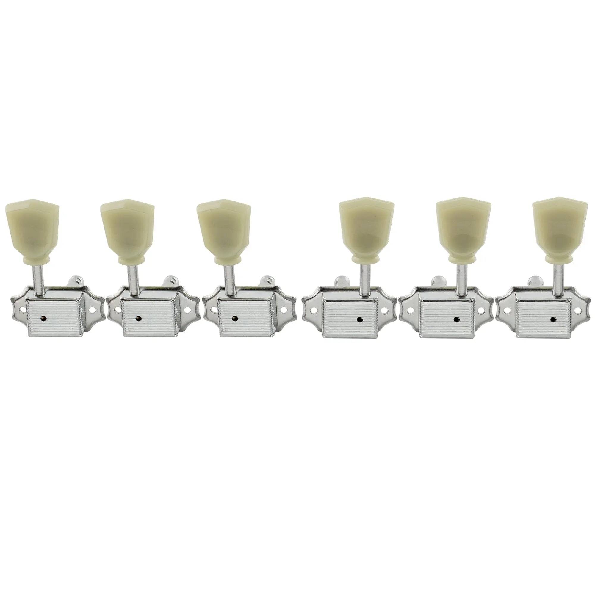 musiclily pro 3r3l 15 1 ratio acoustic electric guitar machine heads semi closed tuning pegs keys tuners vintage style mx1103p, chrome