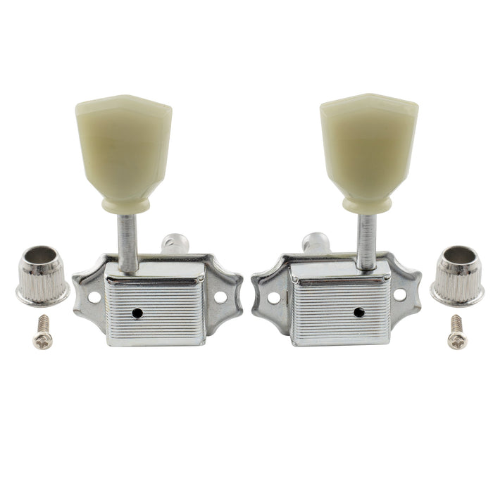 Musiclily Pro R15J 3R3L 15:1 Ratio Semi Closed Vintage Style Machine Heads Tuners Tuning Pegs Keys with Keystone Button for Acoustic Electric Guitar