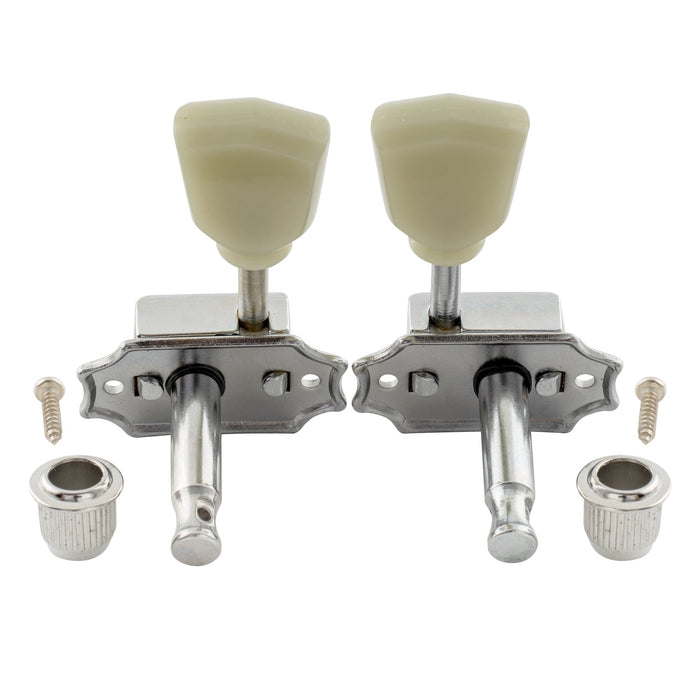 Musiclily Pro R15J 3R3L 15:1 Ratio Semi Closed Vintage Style Machine Heads Tuners Tuning Pegs Keys with Keystone Button for Acoustic Electric Guitar