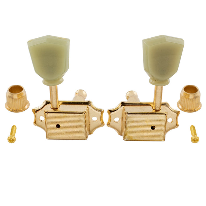 Musiclily Pro R15J 3R3L 15:1 Ratio Semi Closed Vintage Style Machine Heads Tuners Tuning Pegs Keys with Keystone Button for Acoustic Electric Guitar