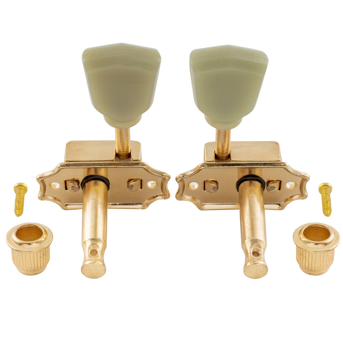 Musiclily Pro R15J 3R3L 15:1 Ratio Semi Closed Vintage Style Machine Heads Tuners Tuning Pegs Keys with Keystone Button for Acoustic Electric Guitar