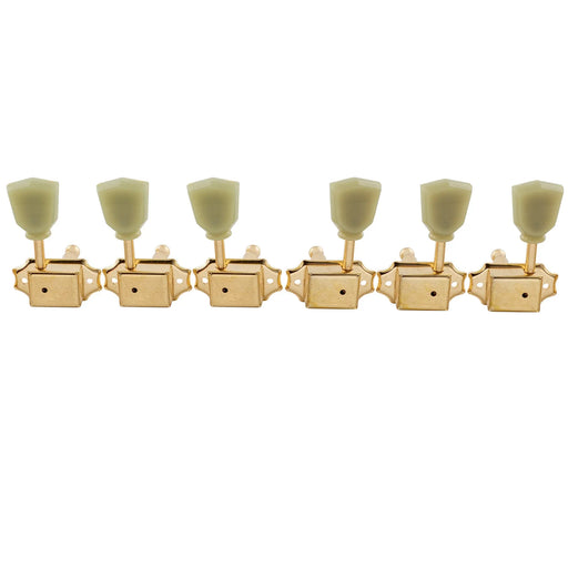 musiclily pro 3r3l 15 1 ratio acoustic electric guitar machine heads semi closed tuning pegs keys tuners vintage style mx1103p, gold