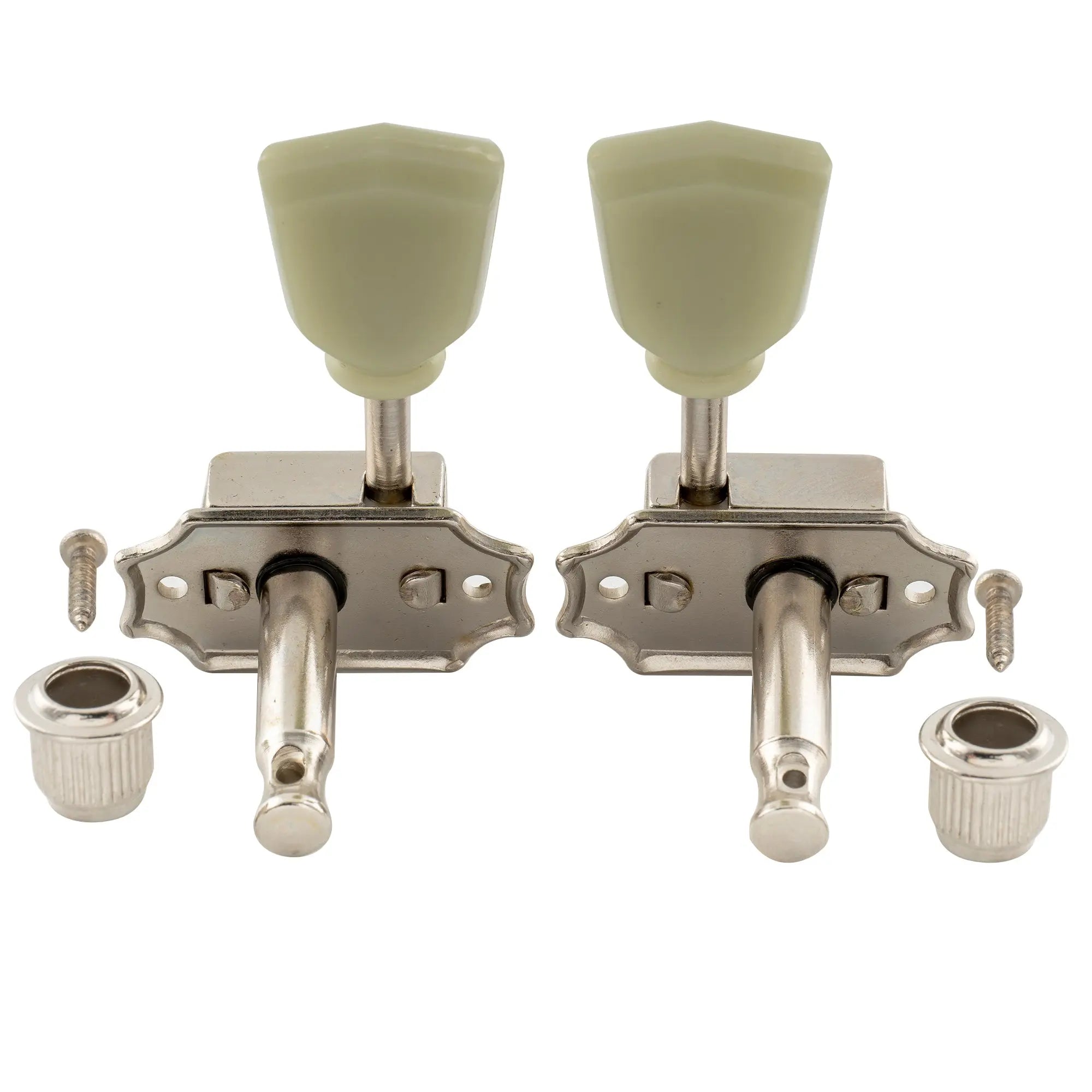 detail of musiclily pro 3r3l 15 1 ratio acoustic electric guitar machine heads semi closed tuning pegs keys tuners vintage style mx1103p
