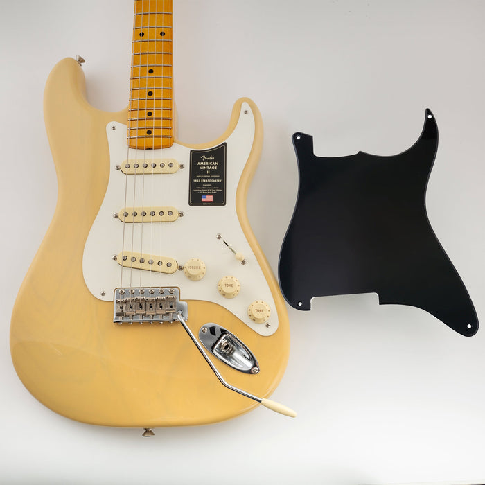 Musiclily Pro 4穴 STタイプ ピックガード材 ピックガードブランク素材 ピックガードシート Stratストラトエレキギター用 3プライ ブラック