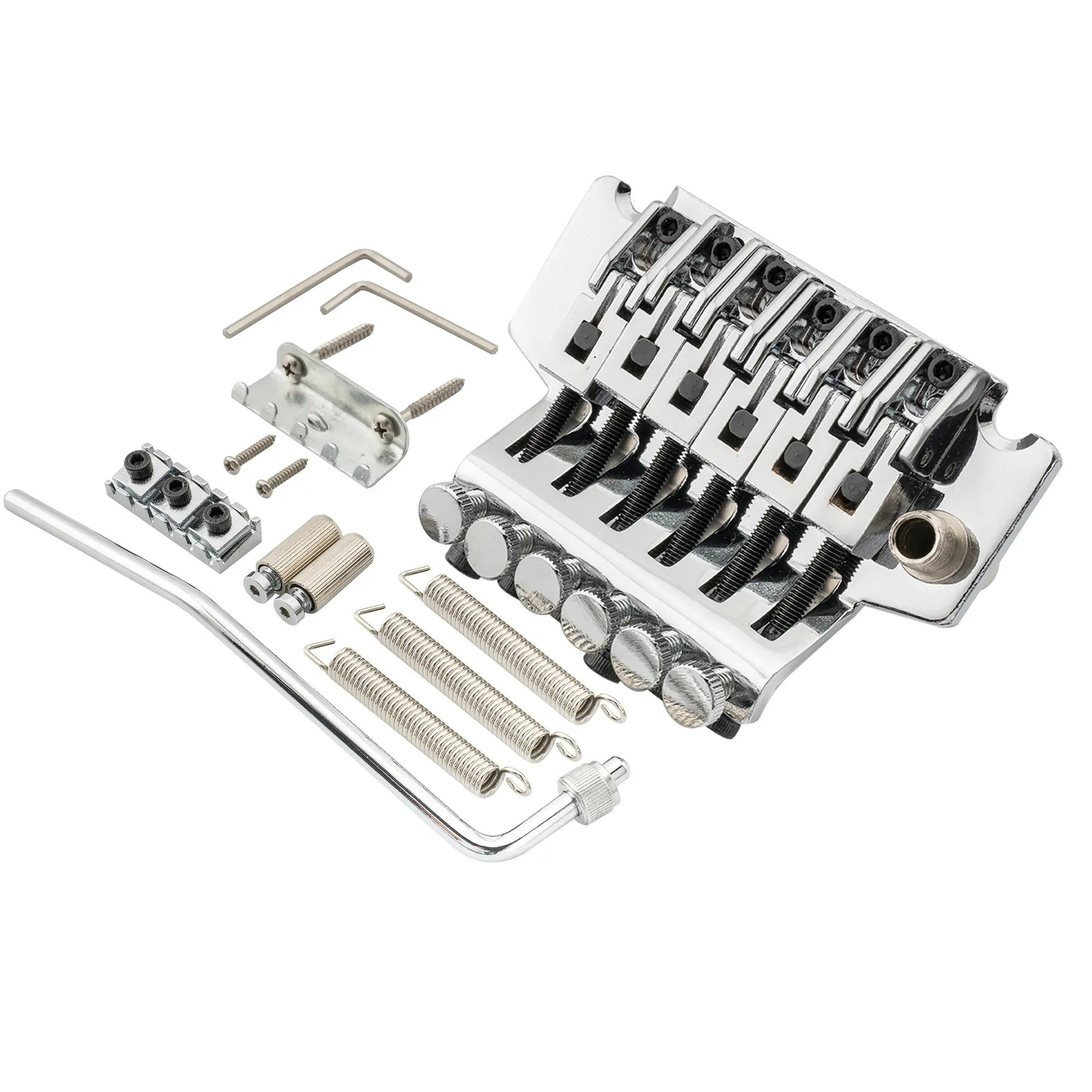 Musiclily Pro 54mm Double Locking Tremolo Bridge – 34mm Solid Brass Block For Floyd Rose Style Guitar, Chrome