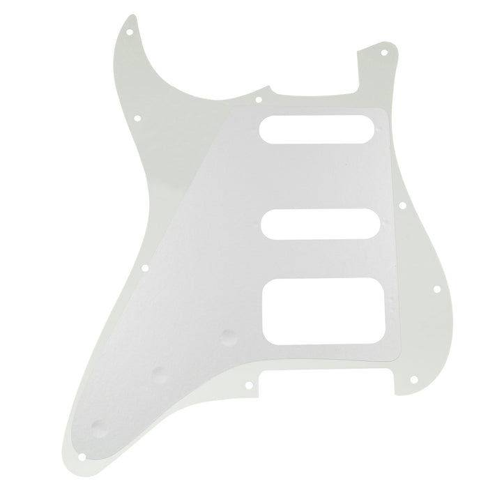 Musiclily Pro 11穴 ラウンドコーナー HSS STタイプピックガード USA/メキシコStratストラトギター用 4点止めオープンタイプのハムバッキングピックアップ 4プライ エイジドホワイトパール