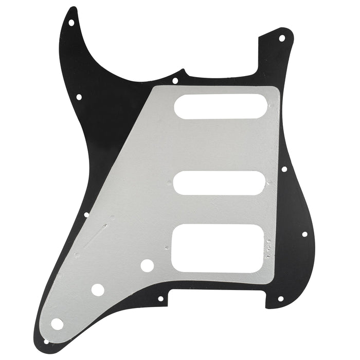 Musiclily Pro 11穴 ラウンドコーナー HSS STタイプピックガード USA/メキシコStratストラトギター用 4点止めオープンタイプのハムバッキングピックアップ 4プライ エイジドホワイトパール