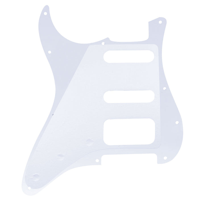Musiclily Pro 11穴 ラウンドコーナー HSS STタイプピックガード USA/メキシコStratストラトギター用 4点止めオープンタイプのハムバッキングピックアップ 4プライ エイジドホワイトパール