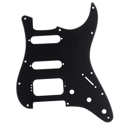 musiclily pro 11 hole round corner hss guitar strat pickguard for usa mexican strat 4 screw humbucking mounting open pickup 3ply 4ply mx1301p, matte black