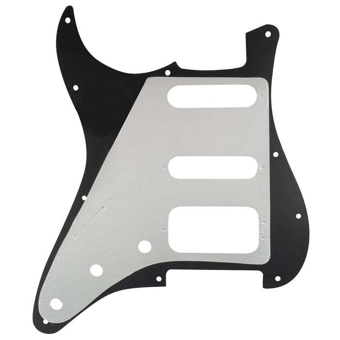 Musiclily Pro 11穴 ラウンドコーナー HSS STタイプピックガード USA/メキシコStratストラトギター用 4点止めオープンタイプのハムバッキングピックアップ 4プライ エイジドホワイトパール