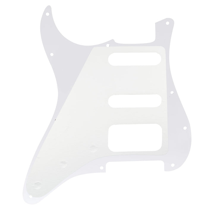 Musiclily Pro 11穴 ラウンドコーナー HSS STタイプピックガード USA/メキシコStratストラトギター用 4点止めオープンタイプのハムバッキングピックアップ 4プライ エイジドホワイトパール