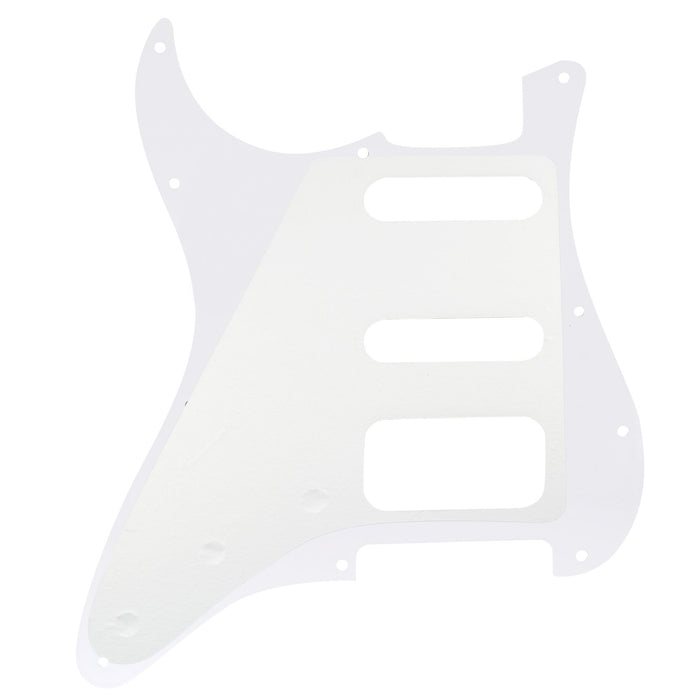 Musiclily Pro 11穴 ラウンドコーナー HSS STタイプピックガード USA/メキシコStratストラトギター用 4点止めオープンタイプのハムバッキングピックアップ 4プライ エイジドホワイトパール