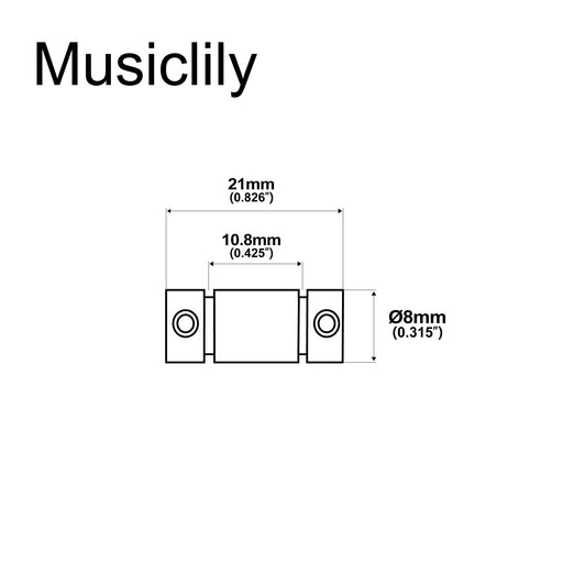 Dimensions of musiclily pro 10 8mm vintage brass guitar tele style bridge saddles set for tele style bridge mx1310cr 3
