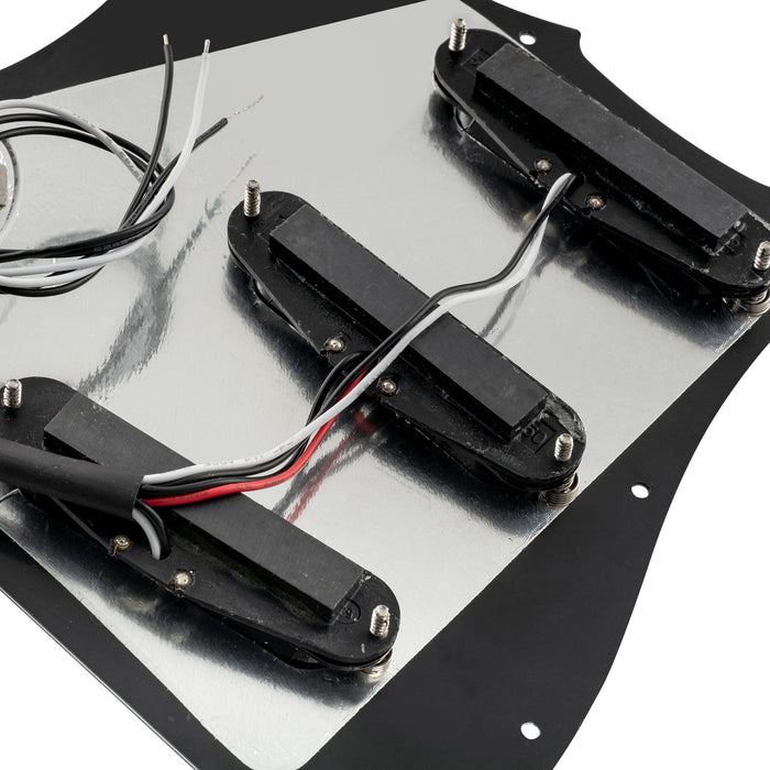 details of musiclily basic pre wired loaded standard st sss pickguard with ceramic magnet single coil pickups set single capacitor for strat style electric guitar mx1318bk