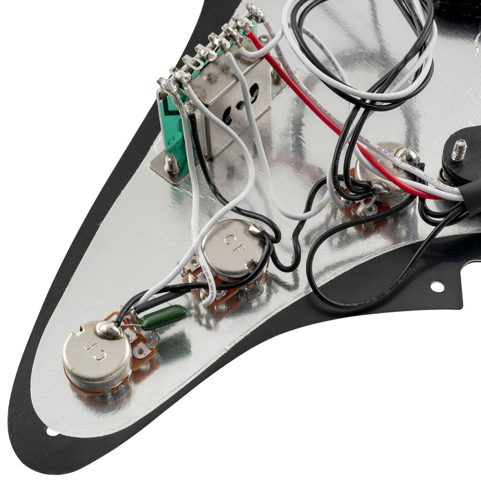 musiclily basic pre wired loaded standard st sss pickguard with ceramic magnet single coil pickups set single capacitor for strat style electric guitar mx1318bk detailed image