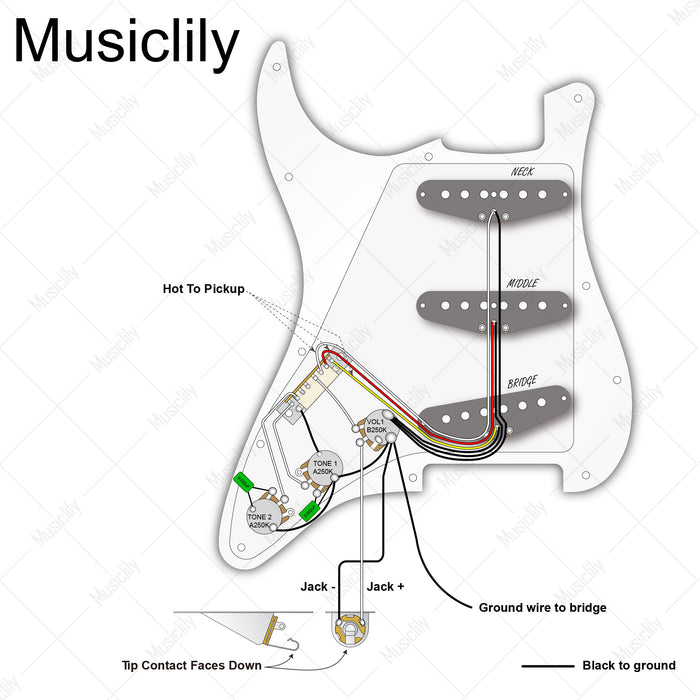 Musiclily Basic Pre-wired Loaded Standard ST-SSS Pickguard with Alnico 5 Magnet Single Coil Pickups Set for Strat Style Electric Guitar