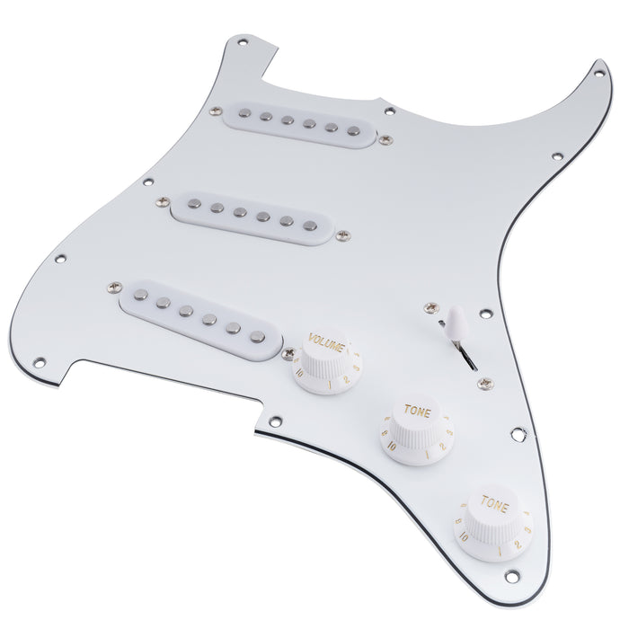 Musiclily Basic Pre-wired Loaded Standard ST-SSS Pickguard with Alnico 5 Magnet Single Coil Pickups Set for Strat Style Electric Guitar