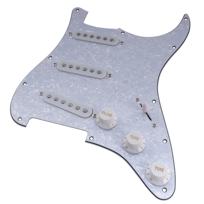 Musiclily Basic Pre-wired Loaded Standard ST-SSS Pickguard with Alnico 5 Magnet Single Coil Pickups Set for Strat Style Electric Guitar