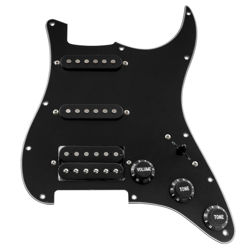 musiclily basic pre wired loaded standard st hss pickguard with alnico 5 magnet pickups set for strat style electric guitar mx1330bk