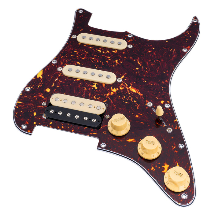 Musiclily Basic Pre-wired Loaded Standard ST-HSS Pickguard with Alnico 5 Magnet Pickups Set for Strat Style Electric Guitar