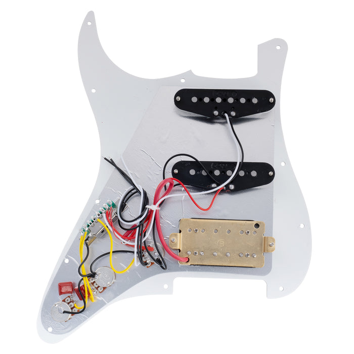 Musiclily Basic Pre-wired Loaded Standard ST-HSS Pickguard with Alnico 5 Magnet Pickups Set for Strat Style Electric Guitar