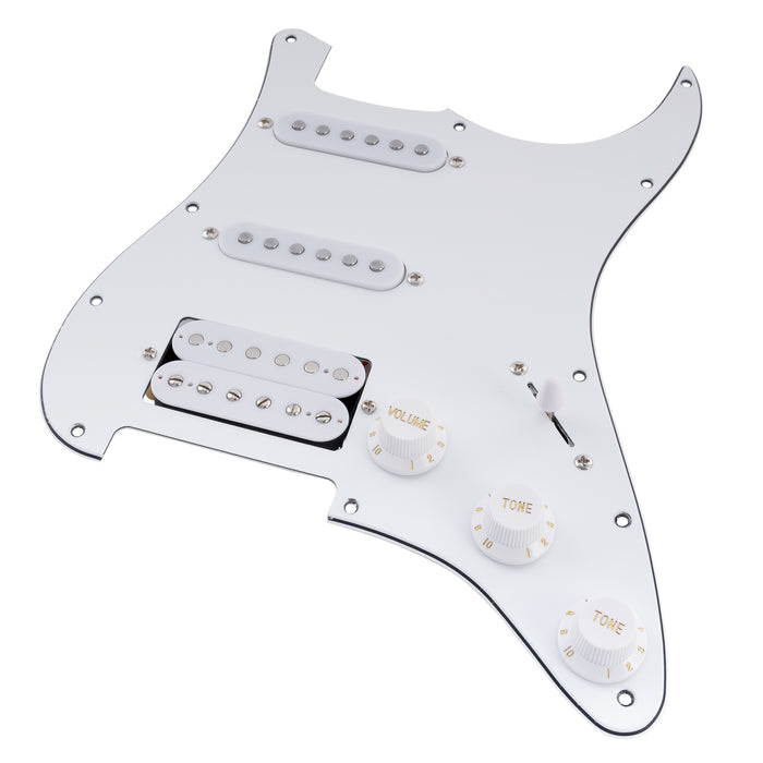Musiclily Basic Pre-wired Loaded Standard ST-HSS Pickguard with Alnico 5 Magnet Pickups Set for Strat Style Electric Guitar