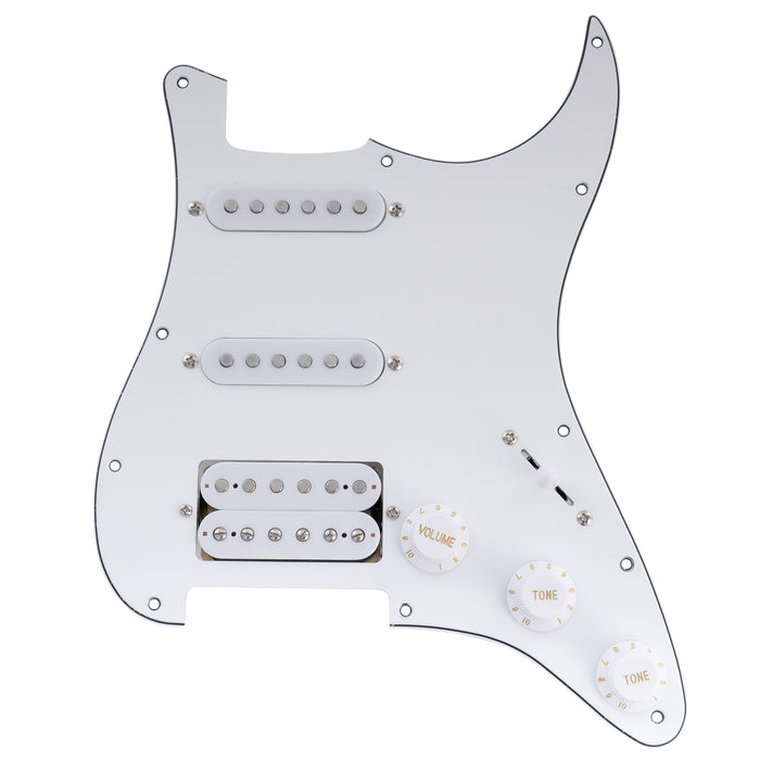 Musiclily Basic Pre-wired Loaded Standard ST-HSS Pickguard with Alnico 5 Magnet Pickups Set for Strat Style Electric Guitar