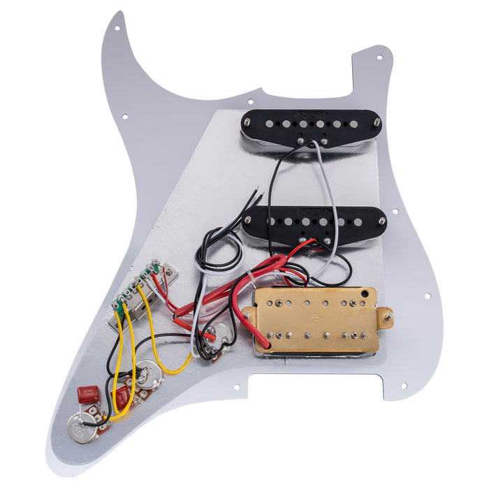 Musiclily Basic Pre-wired Loaded Standard ST-HSS Pickguard with Alnico 5 Magnet Pickups Set for Strat Style Electric Guitar