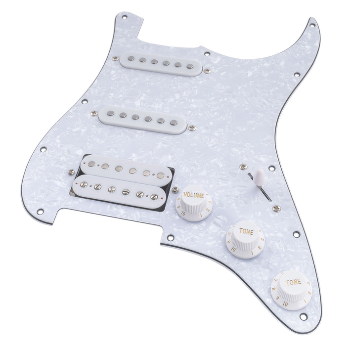 Musiclily Basic Pre-wired Loaded Standard ST-HSS Pickguard with Alnico 5 Magnet Pickups Set for Strat Style Electric Guitar