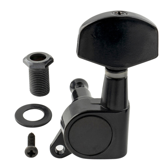 ミュージックリリー Pro R15J シングル 15:1 比率 完全密封式マシンヘッド トレブルサイド チューナー チューニングペグ キー 大型ヘックスボタン付き アコースティック/エレクトリックギター用