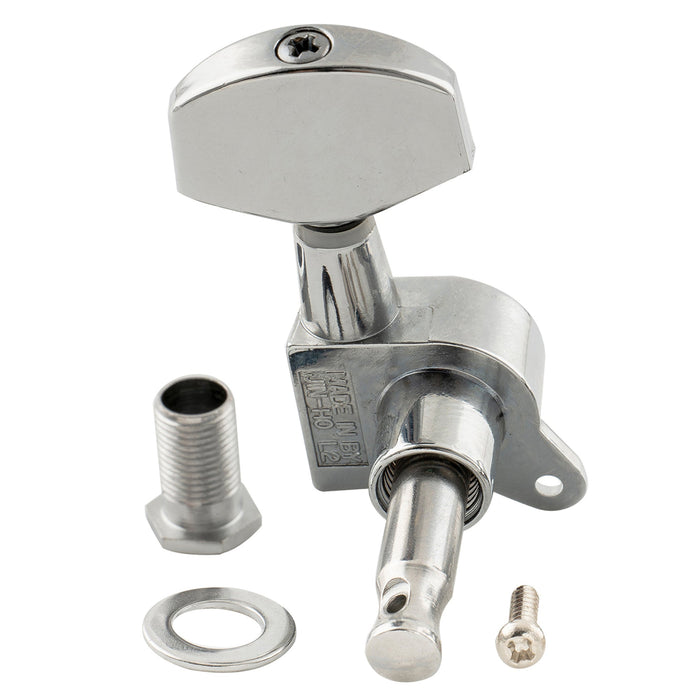 ミュージックリリー Pro R15J シングル 15:1 比率 完全密封式マシンヘッド トレブルサイド チューナー チューニングペグ キー 大型ヘックスボタン付き アコースティック/エレクトリックギター用