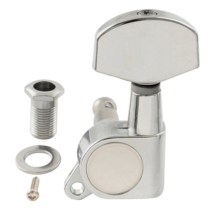 ミュージックリリー Pro R15J シングル 15:1 比率 完全密封式マシンヘッド トレブルサイド チューナー チューニングペグ キー 大型ヘックスボタン付き アコースティック/エレクトリックギター用