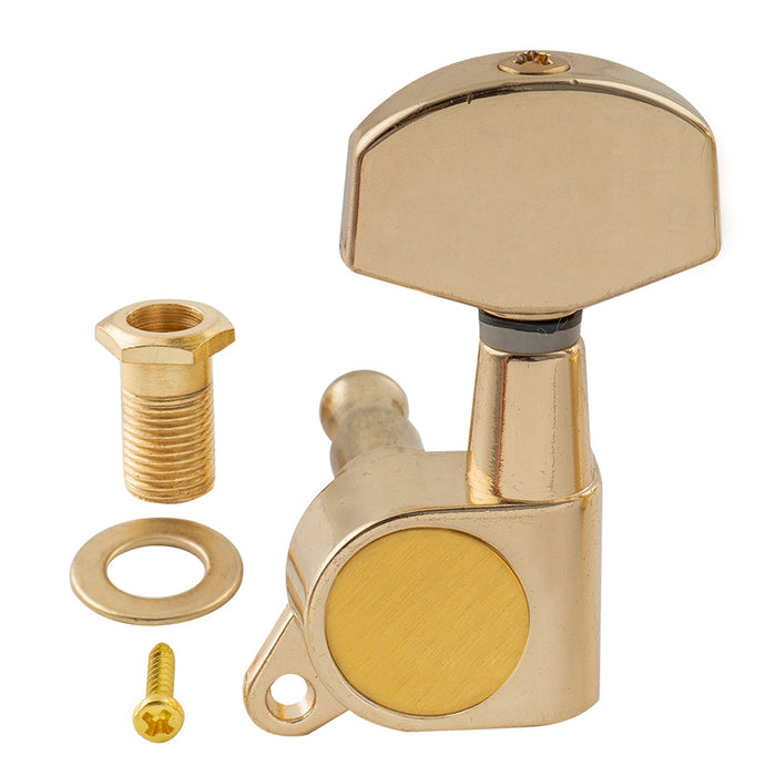 ミュージックリリー Pro R15J シングル 15:1 比率 完全密封式マシンヘッド トレブルサイド チューナー チューニングペグ キー 大型ヘックスボタン付き アコースティック/エレクトリックギター用